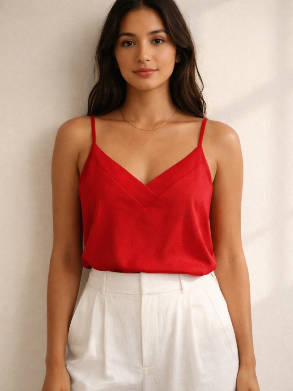 XL Monteau Red V-Neck Spaghetti Strap Cami